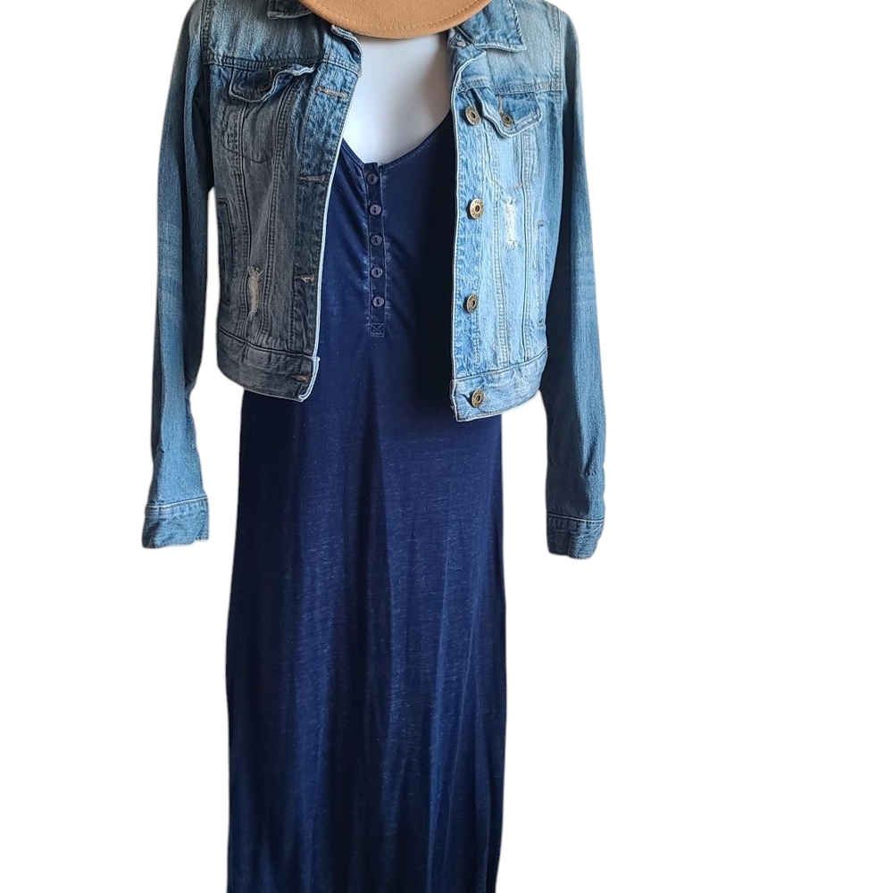 Blue Tank-top Sleeveless Maxi Dress M 7/8 - Picture 3 of 3